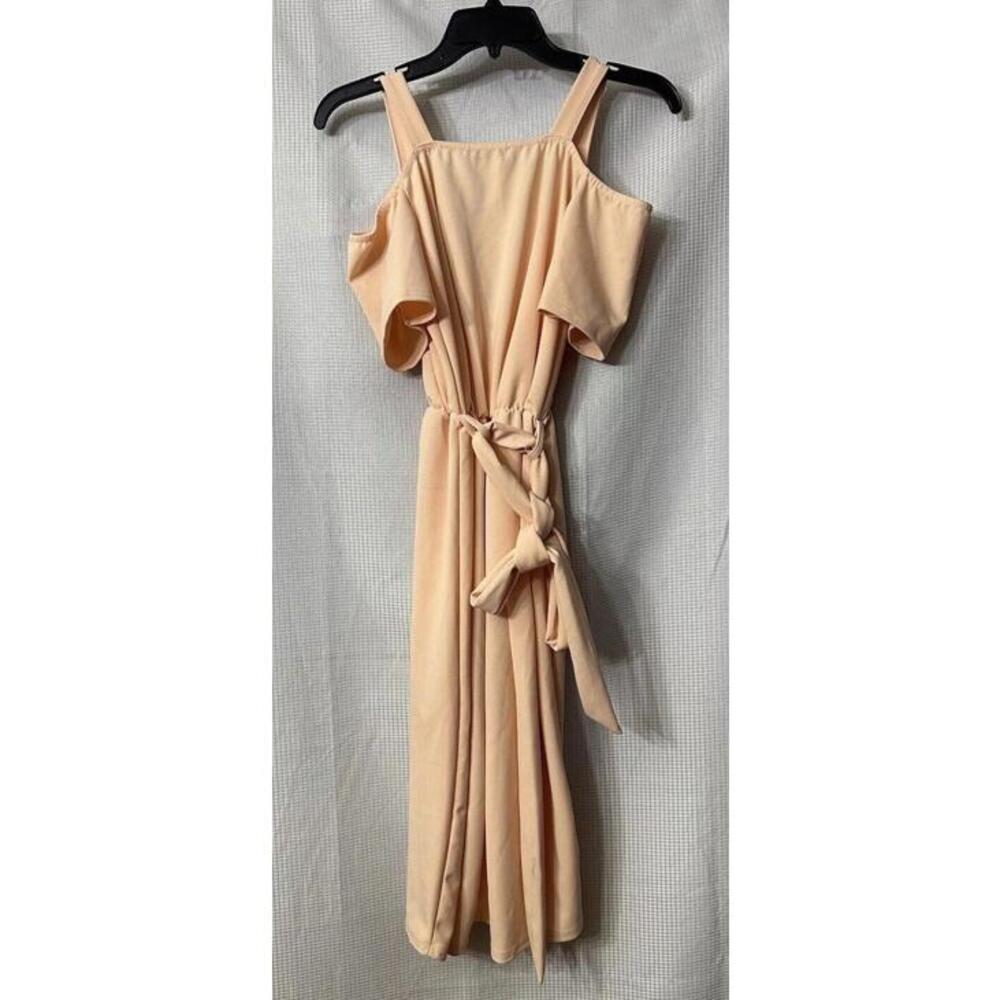 NWT Boohoo Womens Short Sleeve Plunge Ruffle Midi Belted Dress Size 10 Petite - Picture 9 of 11